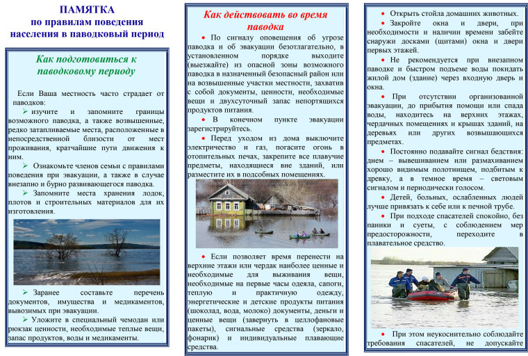 ПАМЯТКА по правилам поведения населения в паводковый период. ПАМЯТКА по правилам поведения населения в паводковый период.